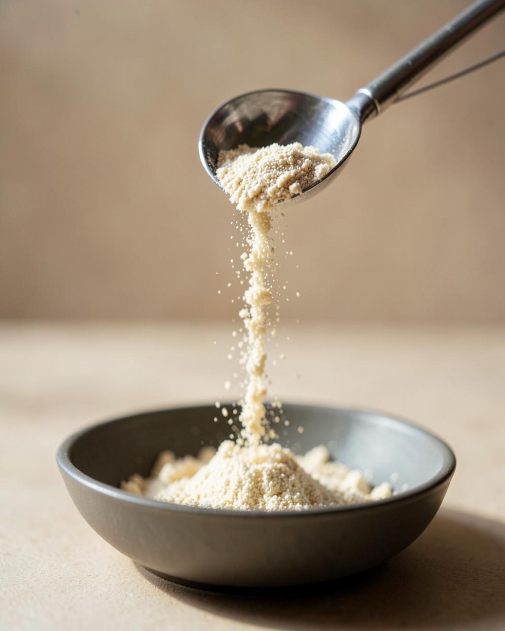 Close-up of spray-dried flavor powder during powdered flavor development