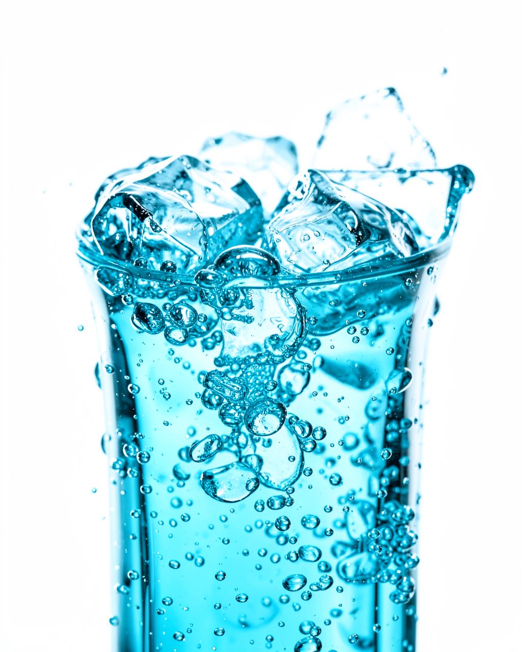 Electrolyte hydration beverage with bubbles and ice